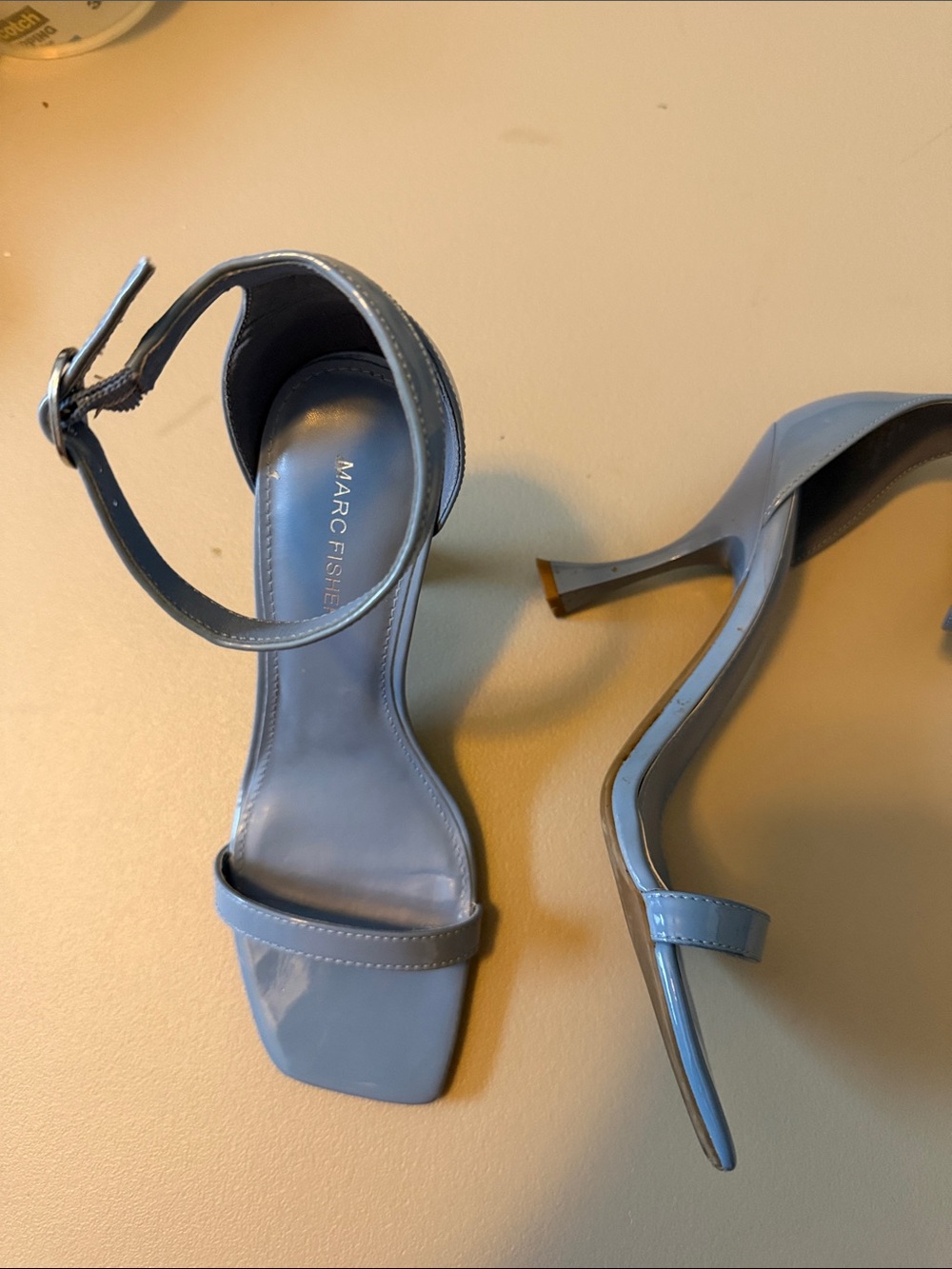 Marc Fisher Powder Blue Square-Toe Ankle-Strap Stilettos